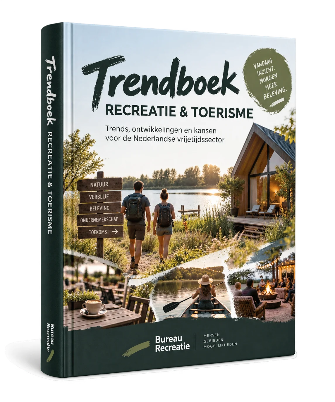 Het Trendboek Recreatie & Toerisme van Bureau Recreatie, met recreatiebeelden op de cover